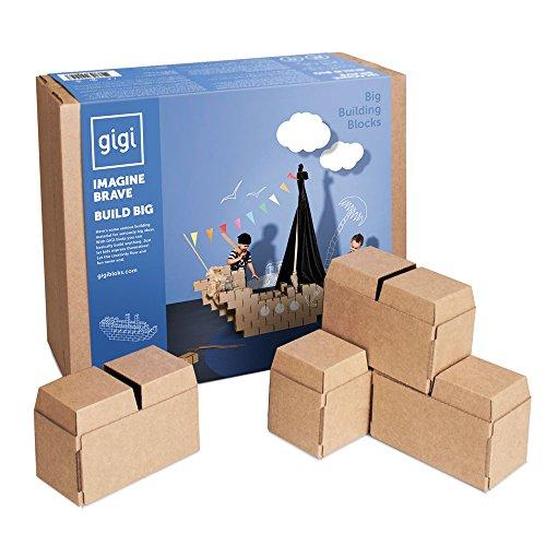 GIGI Bloks Bloques de Construcción Gigantes de Cartón Para Niños, Set de Bloques Infantiles de 96 Piezas XL Apilables, Juguetes Montessori de Ladrillos de Construcción Grandes de Tamaño Real