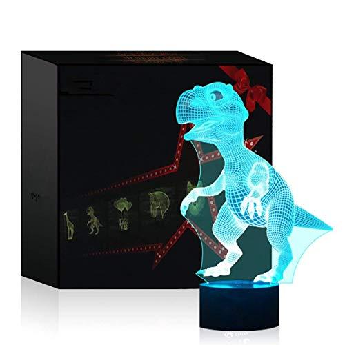 Dinosaurio Luz de la noche 3D LED lámpara Ilusión óptica 3D Deco 7 colores cambian con control remoto, Mesa Lámparas de escritorio Touch Switch Great Gifts, regalo de Navidad