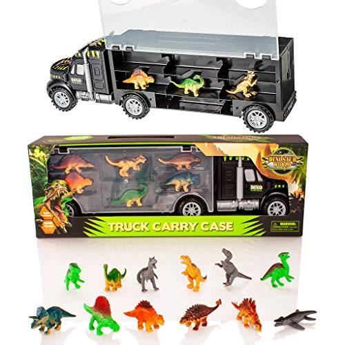 CamiÃ³n transportador de Dinosaurios y 12 Figuras de Juego de Dinosaurios de Juguete - Jurassic Dino World Set